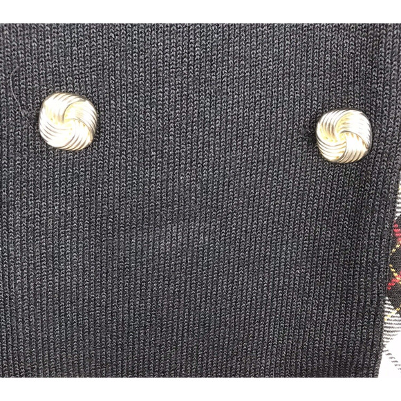 Vintage Liz Roberts Long Line Cardigan Dress Set Black Red Plaid Size 8 FLAW - Picture 2 of 9